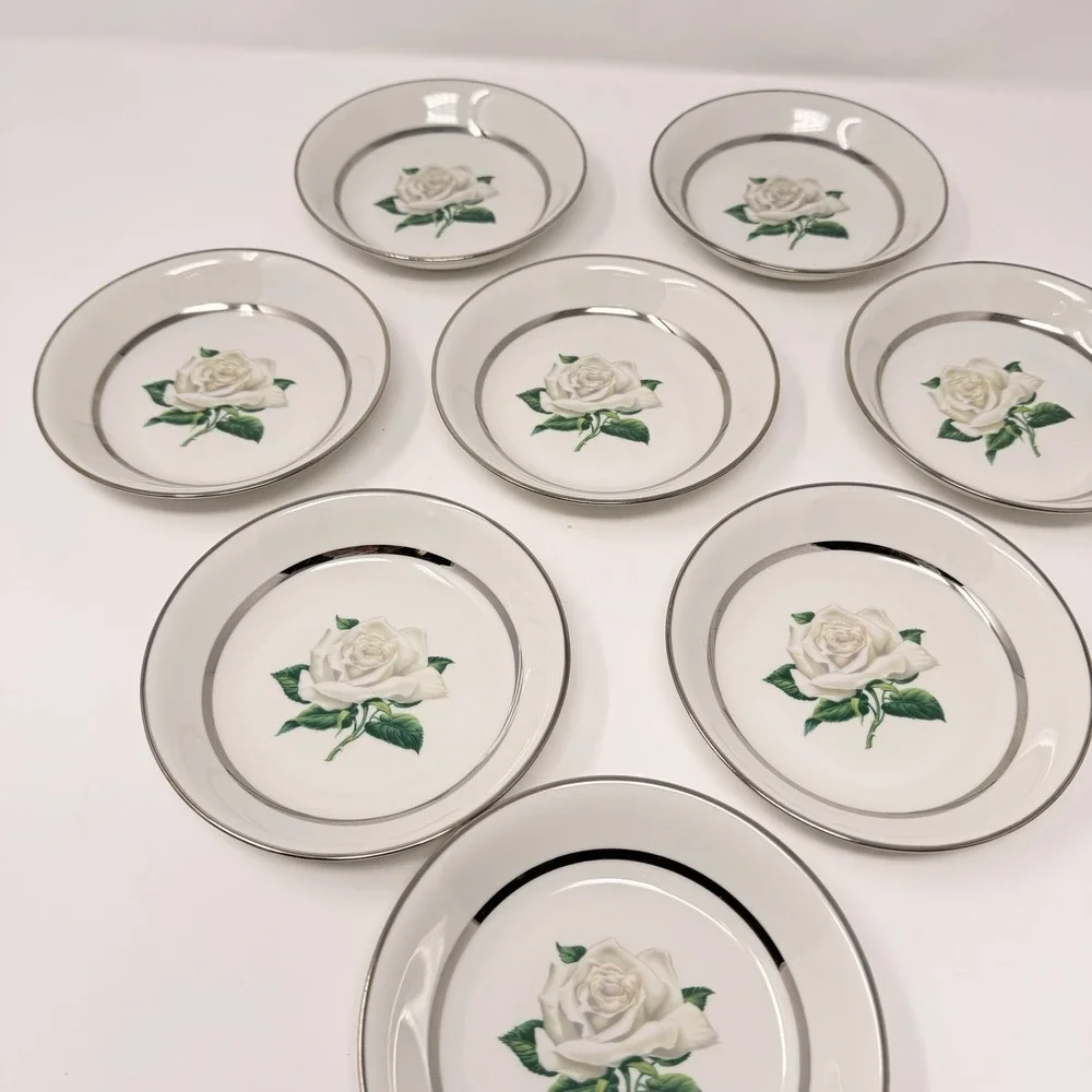 🇺🇸 Governor's Mansion Vogue Ceramic Industries Rose Plates 5.4